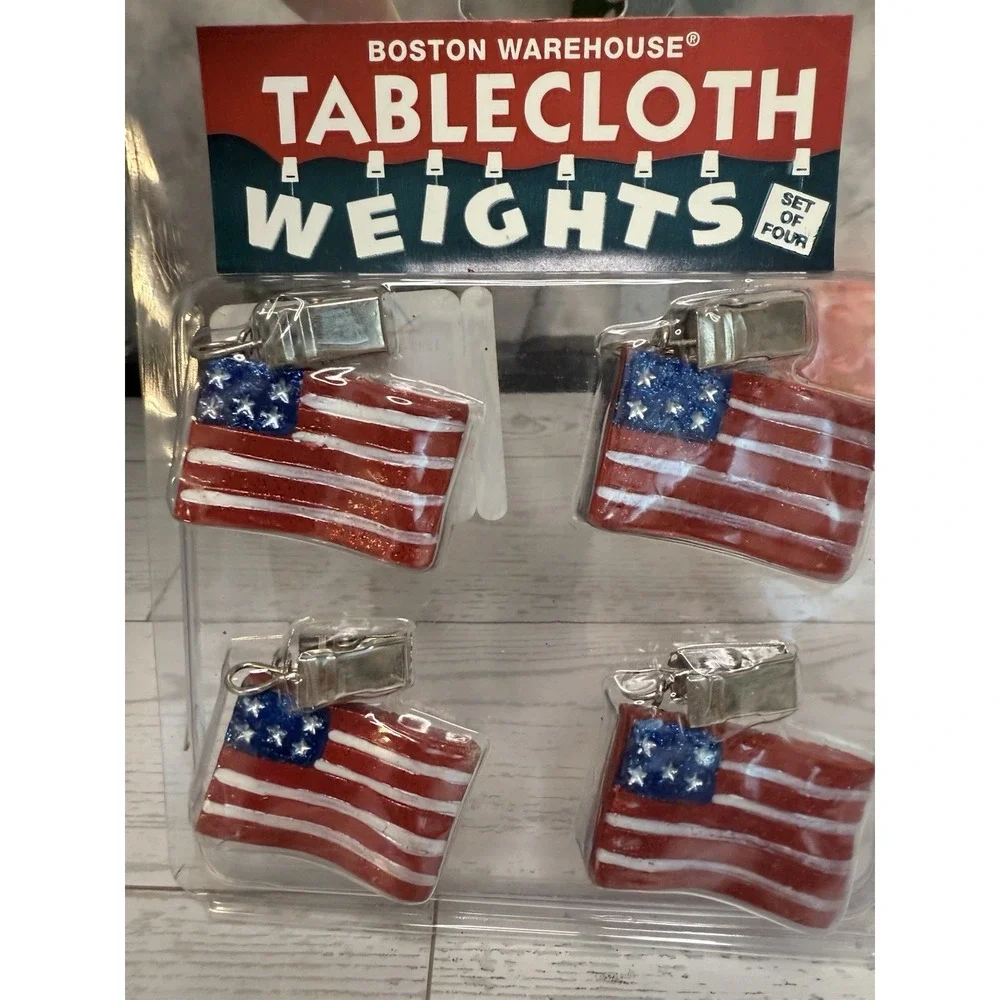 2001‎ Lot 2 Boston Warehouse Tablecloth Weights American Flag Patriotic July 4TH